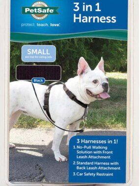 NWT PetSafe 3 in1 Dog Harness Black SMALL